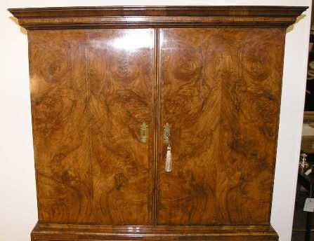 fig 2. FINE QUEEN ANNE WALNUT CABINET ON SECRITAIRE CHEST