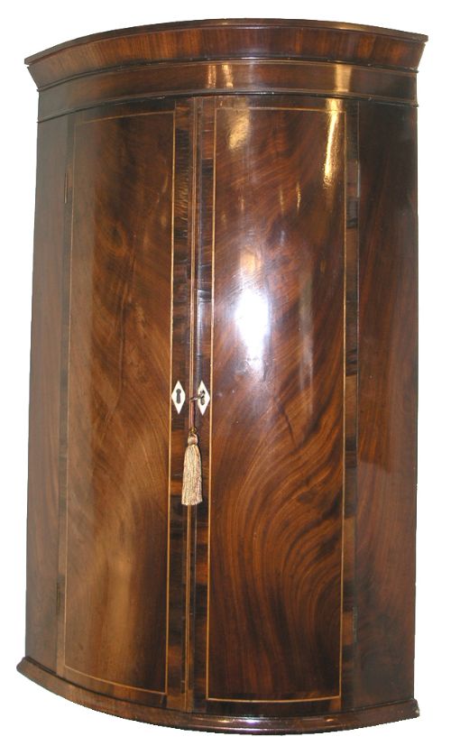 Fine George III Small Mahogany Bow Front Corner Cabinet