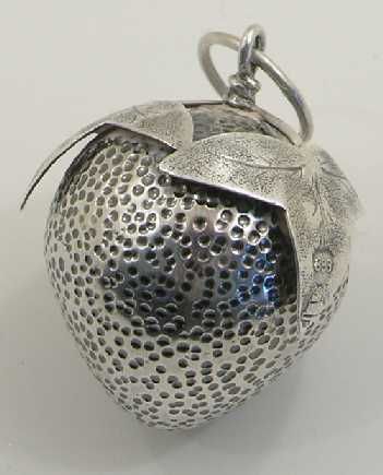 Rare Dutch Silver Strawberry Christmas Decoration
