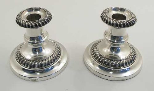 Fine Pair of Silver Plated Candlesticks. Dundee 1900
