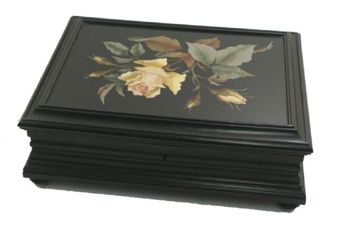 Fine Italian Pietra Dura Inlaid Ebony Jewel Box
