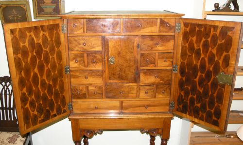 fig 2. RARE 17th CENTURY YEW-WOOD CABINET ON STAND