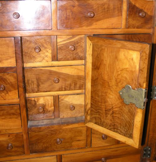 fig 4. RARE 17th CENTURY YEW-WOOD CABINET ON STAND