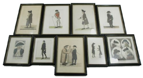 Set of 9 Good Georgian Siluettes, Various Gentlemen