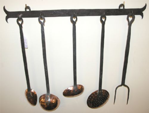 Good Set of 5 Georgian Copper & Iron Utencils