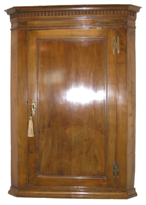 Small Georgian Fruit Wood Hanging Corner Cupboard