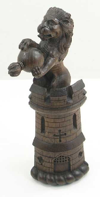 Good 19th Century Carved Oak Treen Figure & Castle