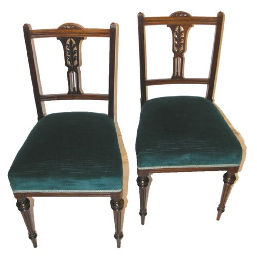 Fine Pair Edwardian Rosewood Bedroom Chairs