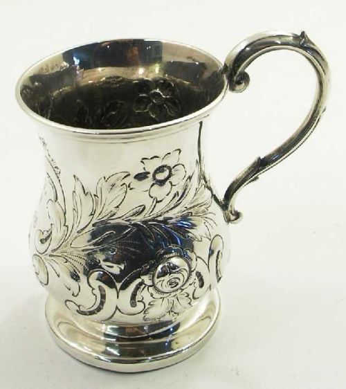 Early Victorian Silver Christening Mug. 1861