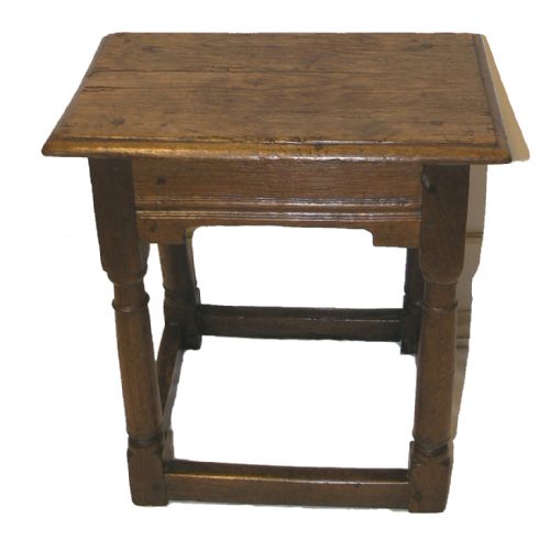 17th Century + Later Oak Joint Stool. C. 1680