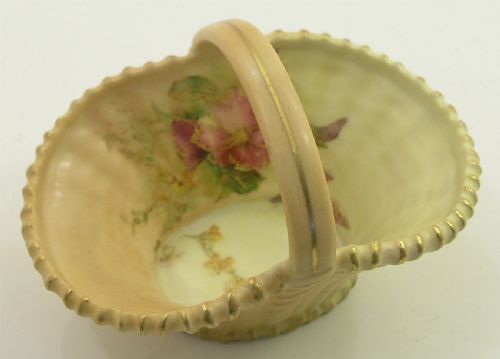 Pretty Royal Worcester Blush Ivory Basket. C. 1905