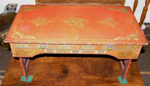 Unusual Chinese Red Lacquer Folding Scribes Table