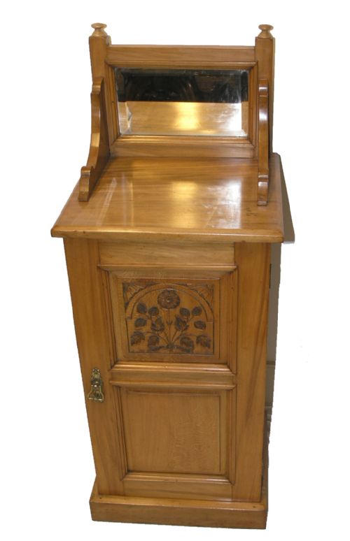 Good Arts & Crafts Birch Bedside Cupboard. C. 1920