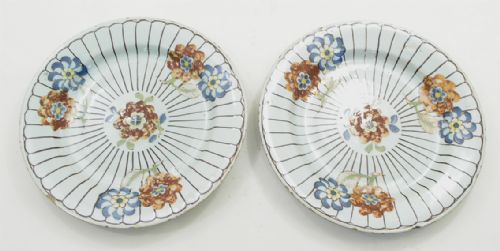 Rare Unusual Design Pair of English Delft Plates.