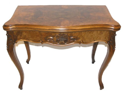 Fine Quality Victorian Burr Walnut Card Table