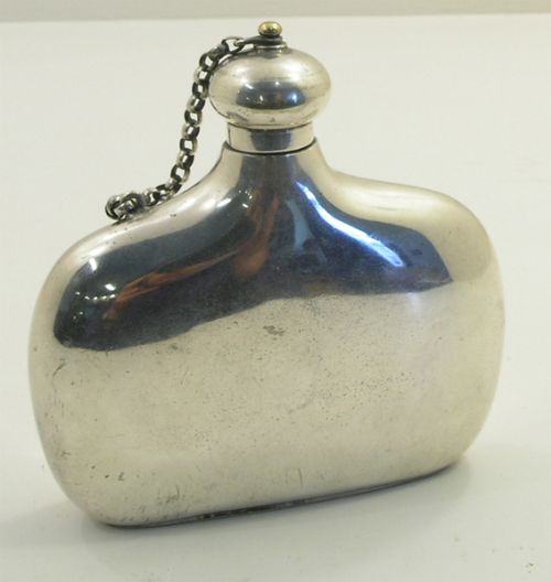 Good Silver Plate Hip Flask Marked T & S