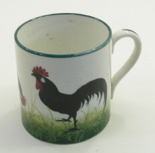 Rare Wemyss Ware Childs Mug with Cock and Hen