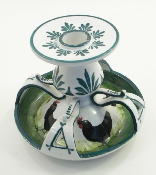 Rare Wemyss Ware Low Kintore Candlestick. C. 1900
