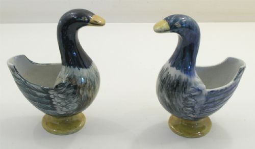 Very Rare Pair of Wemyss Ware Geese Flower Holders