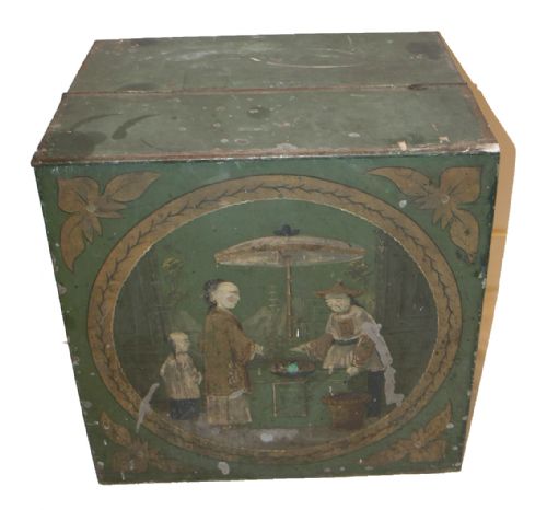 Unusual Chinese Style Toleware Tea Box. C. 1880
