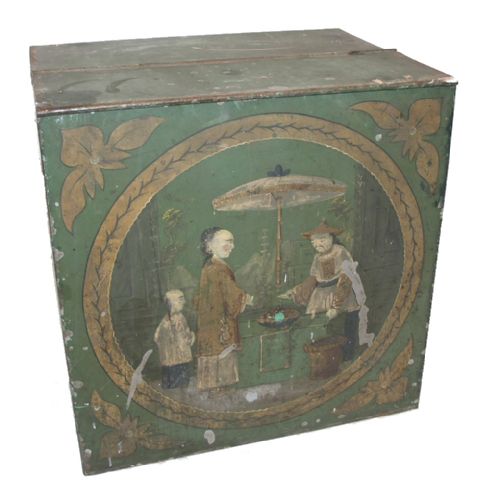 fig 1. UNUSUAL CHINESE STYLE TOLEWARE TEA BOX. C. 1880