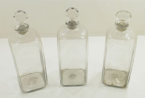 Rare Set of Three Mid Georgian Glass Decanters