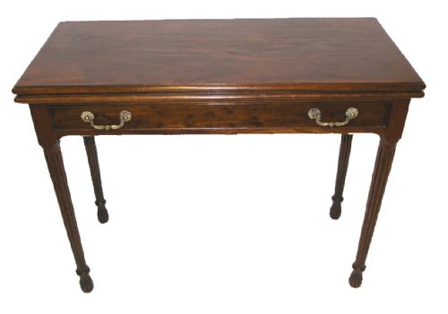 18th Cent. Scottish Mahogany Card Table. Fluted Legs