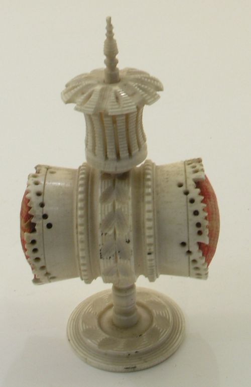 Exquisite 19th Century Carved Bone Pin Cushion