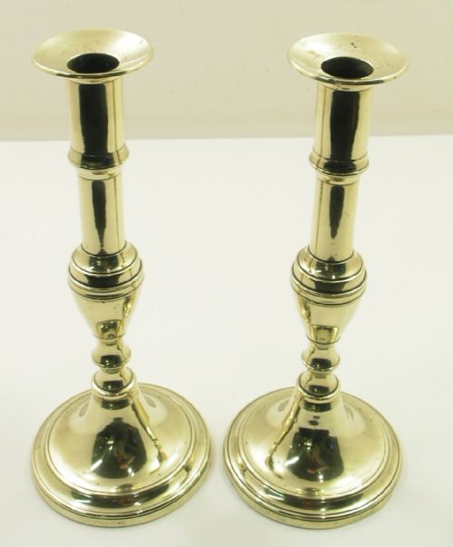 Good Pair 18th Century Brass Candlesticks. C. 1770