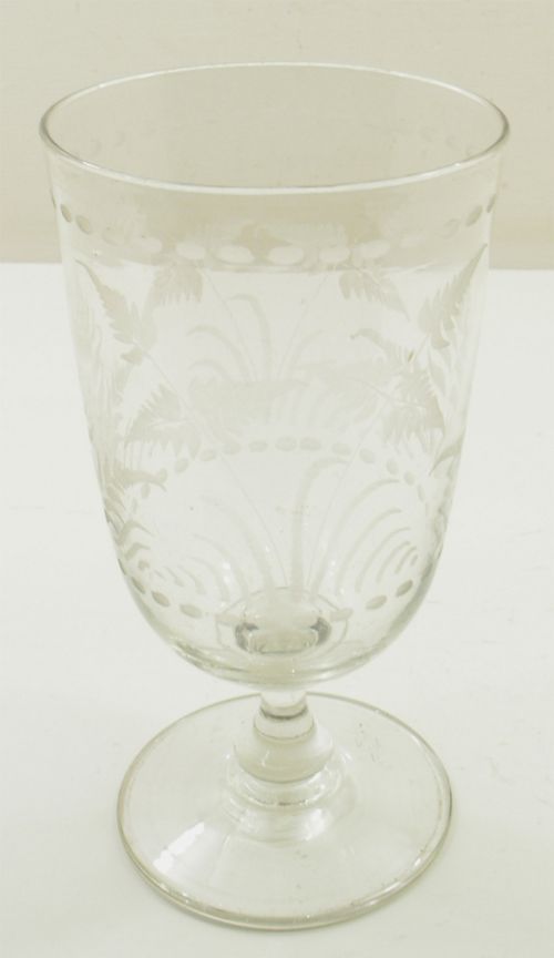 Large Victorian Fern Engraved Celery Glass