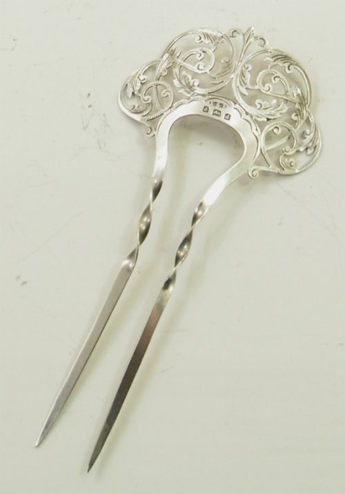 Fine Edwardian Silver Hair Comb. 1903