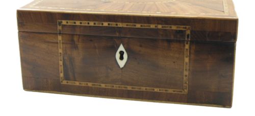 fig 1. GEORGE III MAHOGANY AND INLAID BOX. CIRCA; 1790