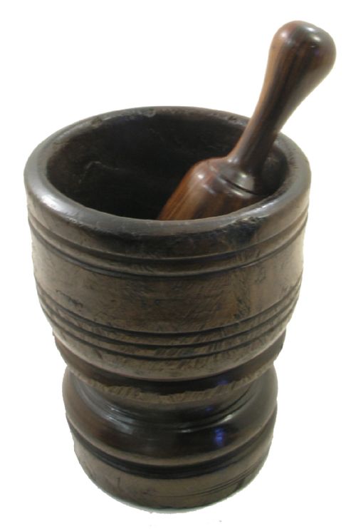 Fine 18th Century Lignum Mortar & Pestle. C. 1750