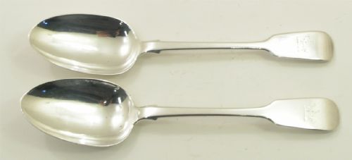 2 Matched Irish Dublin Silver Serving Spoons