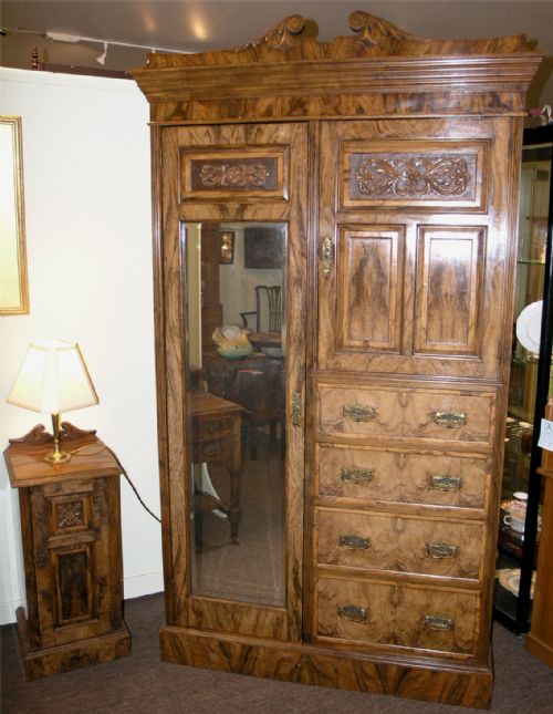 Superb & Rare Victorian Olive-wood Bedroom Suite