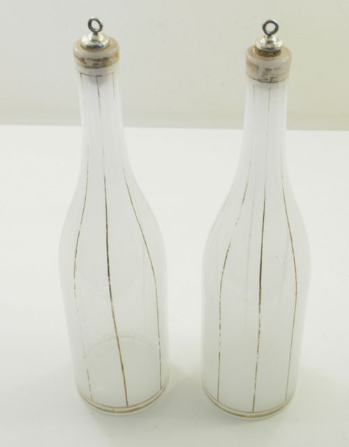 Pair Victorian French Silver Top Decanters
