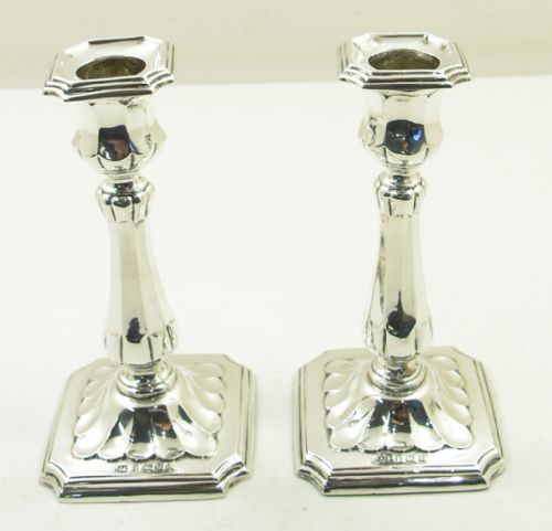 Fine Pair of Edwardian Silver Candlesticks. 1903