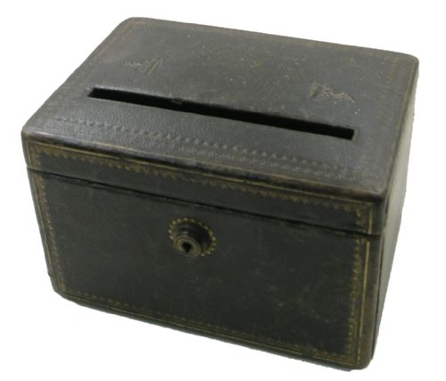 Rare 19th Century Leather Embossed Voting Box. C. 1880