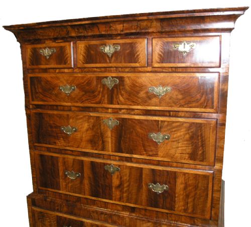 fig 1. GREAT SIZE GEORGE I WALNUT CHEST ON CHEST. C. 1725