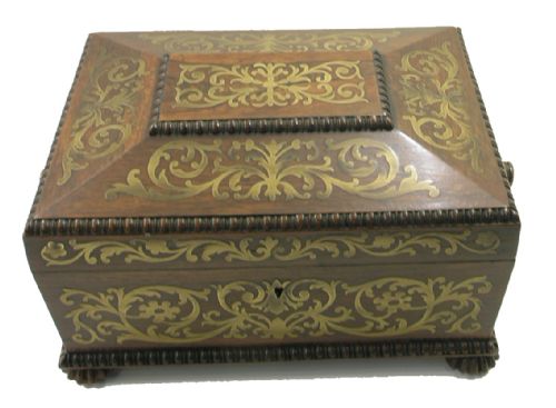 fig 1. FINE REGENCY BRASS INLAID ROSEWOOD JEWEL BOX