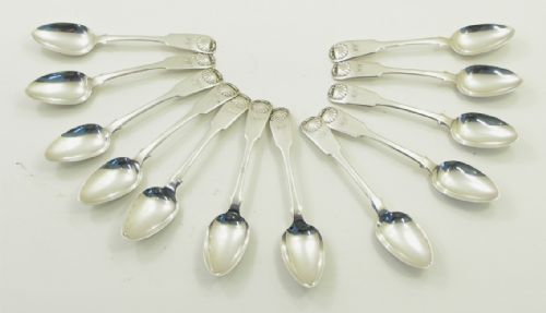 Fine Set of 12 Silver Edinburgh Teaspoons. 1833