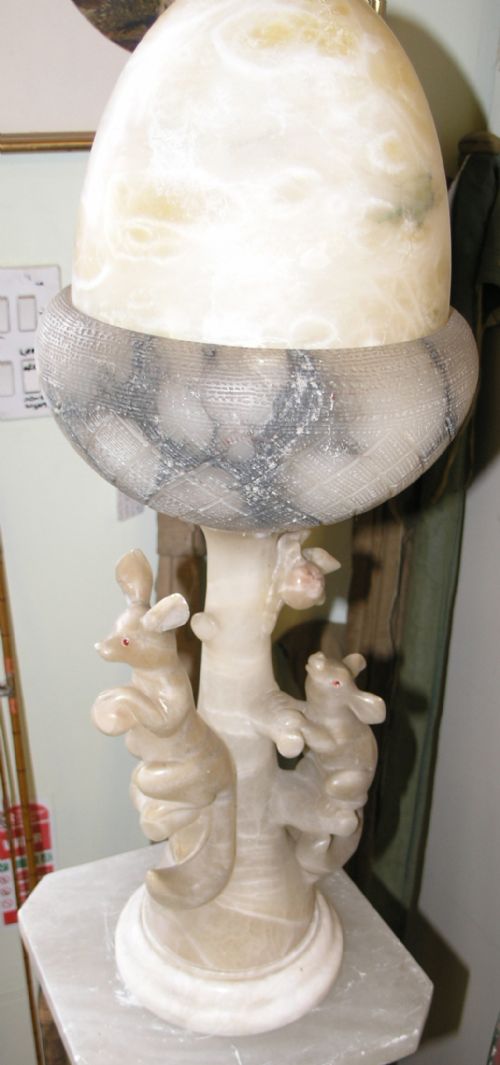 fig 1. VERY UNUSUAL ALABASTER LAMP, POSSIBLY AUSTRALIAN