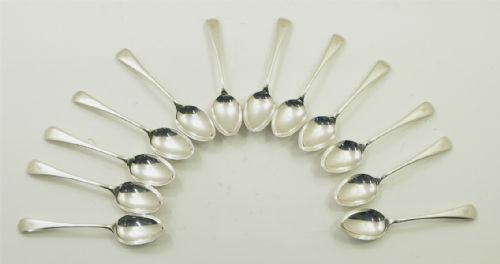 Heavy Set of 12 Silver Teaspoons. Sheffield 1895