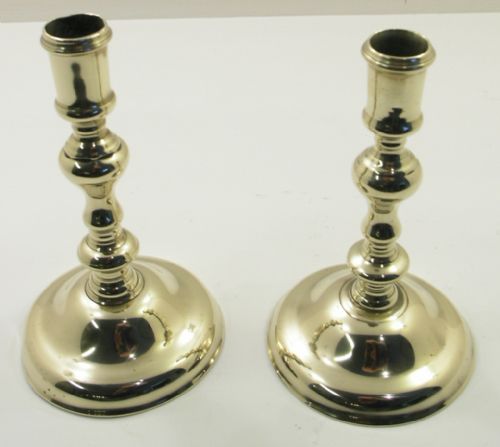 Superb Pair of Early 18th Cent. Brass Candlesticks