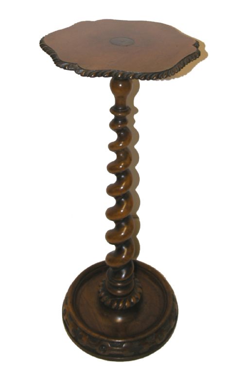 Unusual Victorian Walnut Carved Candle Stand