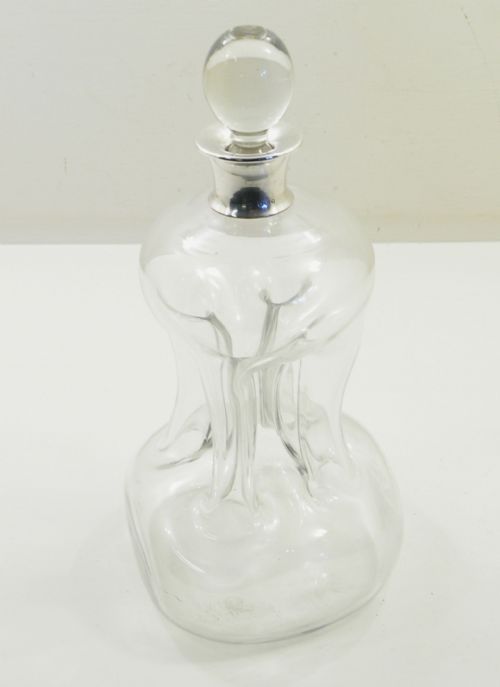 Good Silver Necked Glass Decanter. Birmingham 1941