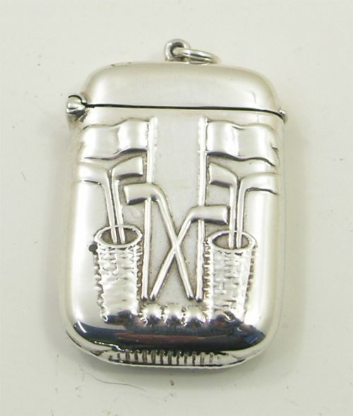 Unusual Continental Silver Golfing Vesta Case