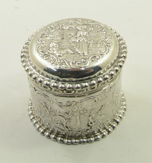 19th Century Dutch Silver and Gilt Round Box. C. 1850