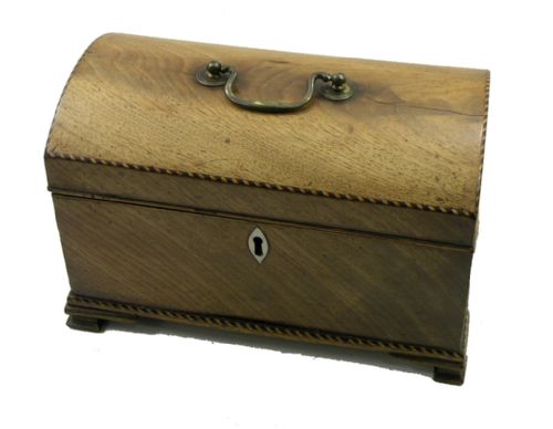 George III Mahogany Dome Top Tea Caddy with Canisters