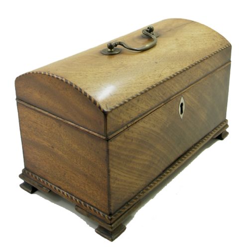 fig 1. GEORGE III MAHOGANY DOME TOP TEA CADDY WITH CANISTERS